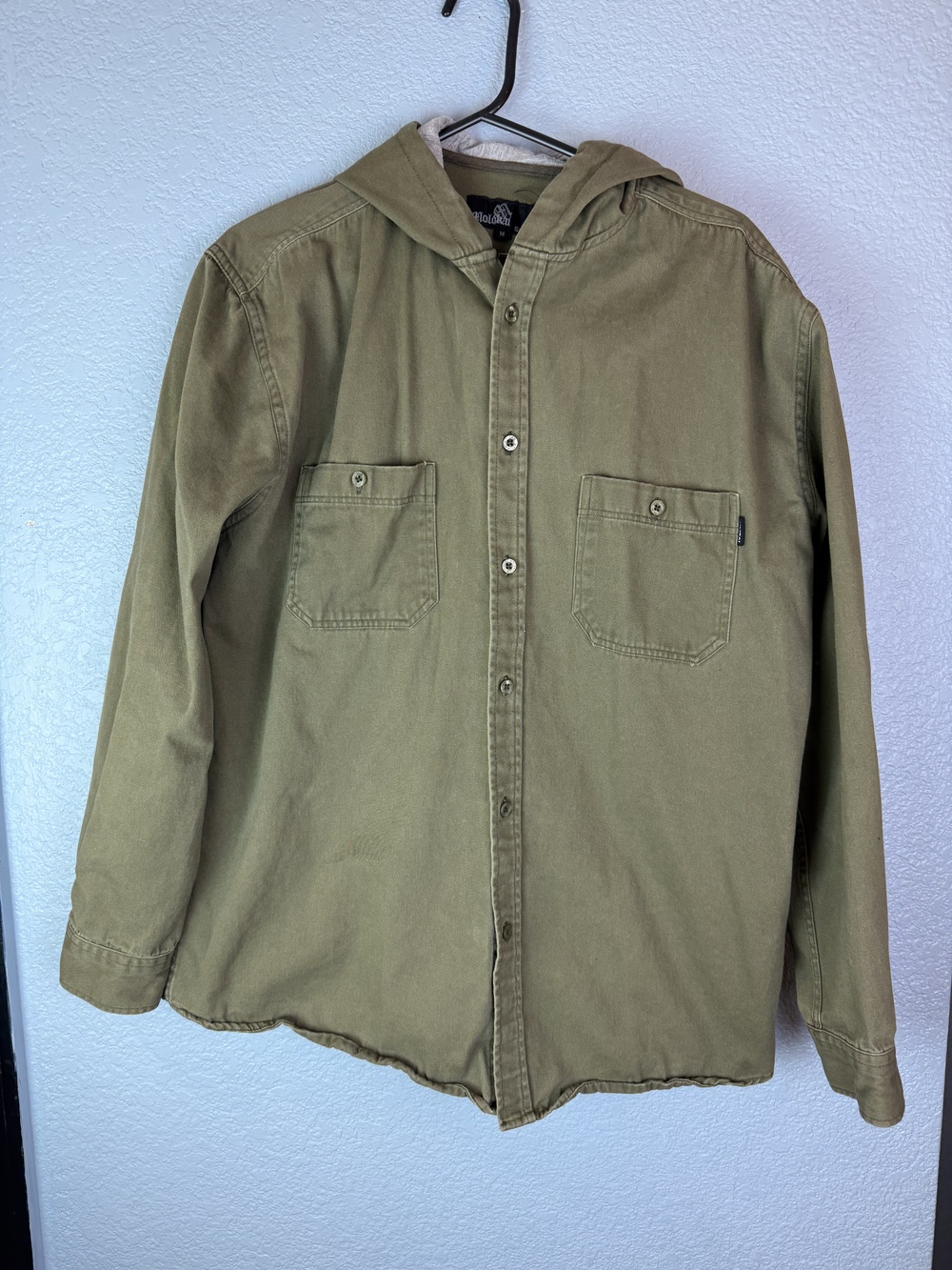 Molokai Surf Co Shirt Mens Medium Green Hooded Button Up Casual Workwear Cotton